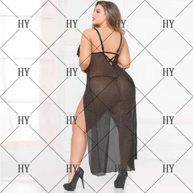 Lingerie sexy erótica plus size, roupa de dormir feminina traje de dormir holllow out escavado