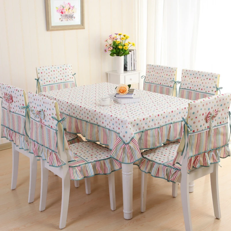 

Fashion European Pastoral Retro Table Cloth 2 styles Lattice Lace Cotton Dinning Tablecloths Chair Covers