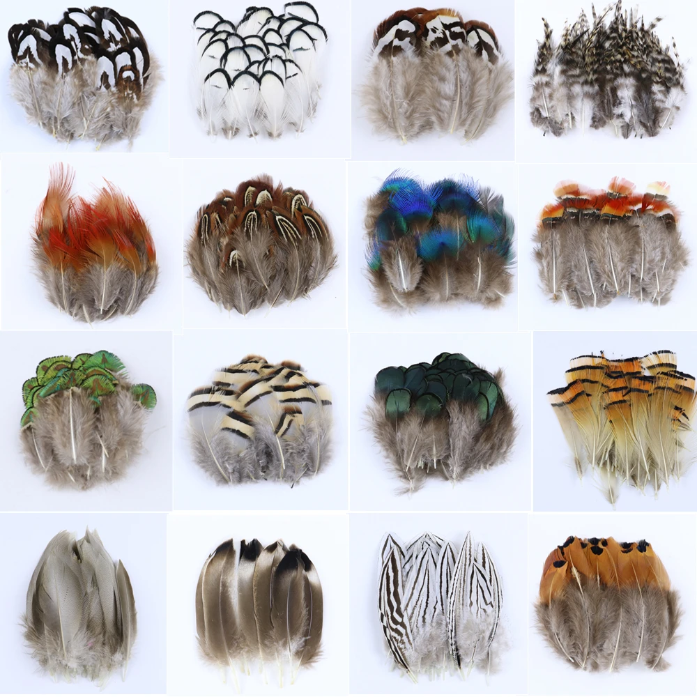 

WCFeatherS Natural Small Pheasant Chicken feather Hair Jewelry Decoration Fly Tying Material Craft feathers