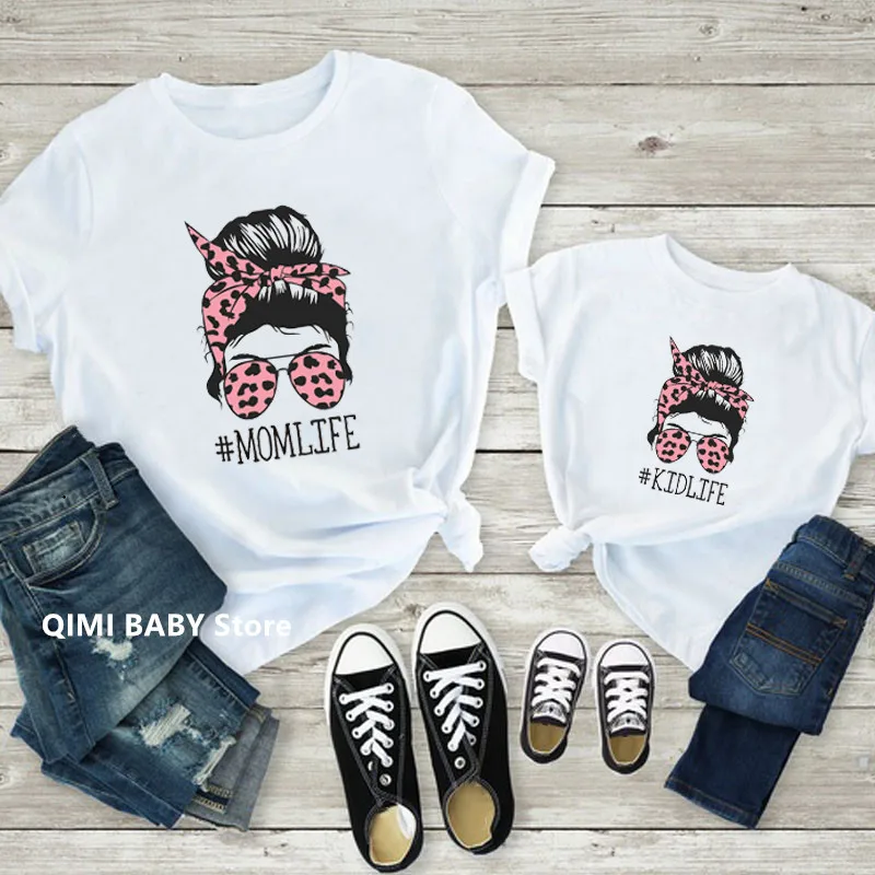 1pc Mom and Daughter Tops Family Matching Tshirt Summer Short Sleeve Family Look T-shirts Mother and Daughter Fashion Clothes