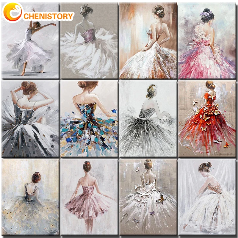 CHENISTORY Girls Coloring By Numbers Ballet Art Handpainted Painting By Numbers For Children Crafts Figure Kits Home Decor Gift