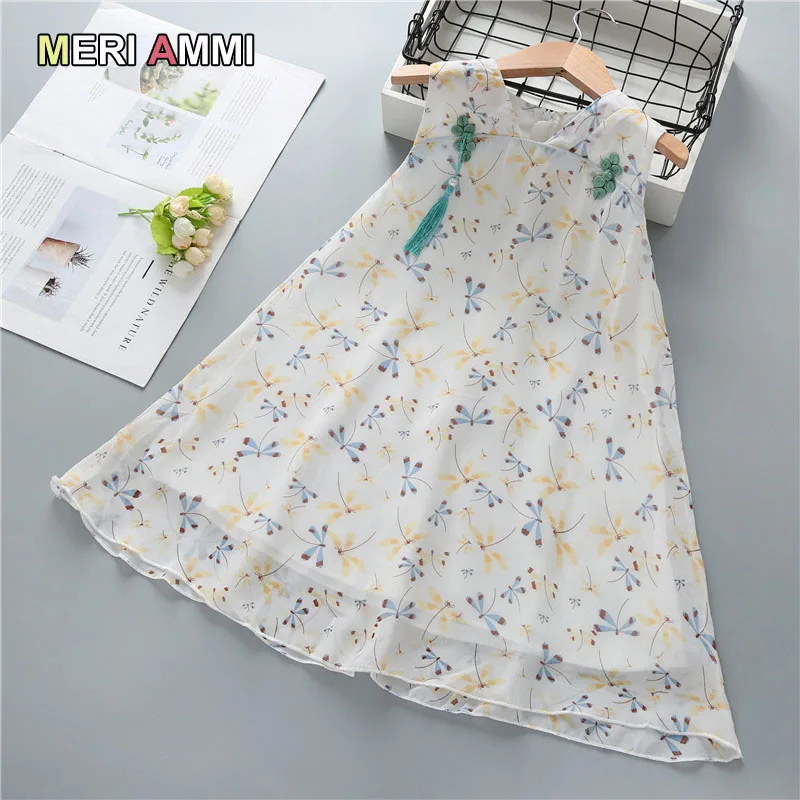 MERI AMMI Children Girl Floral Dress Baby Kids Dresses Sleeveless Dressing For 2-7 Year Girl, J780