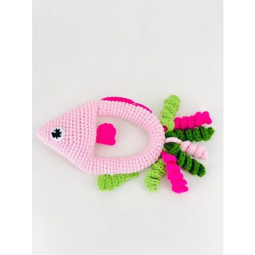 Amigurumi Organic Mesh Pink Fish Rattle