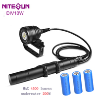 NITESUN DIV10W Split Diving Flashlight 6*XM-L2 LEDs Submersible lamp Max 4500 Lumens Diving Video Light With 3*26650 Battery