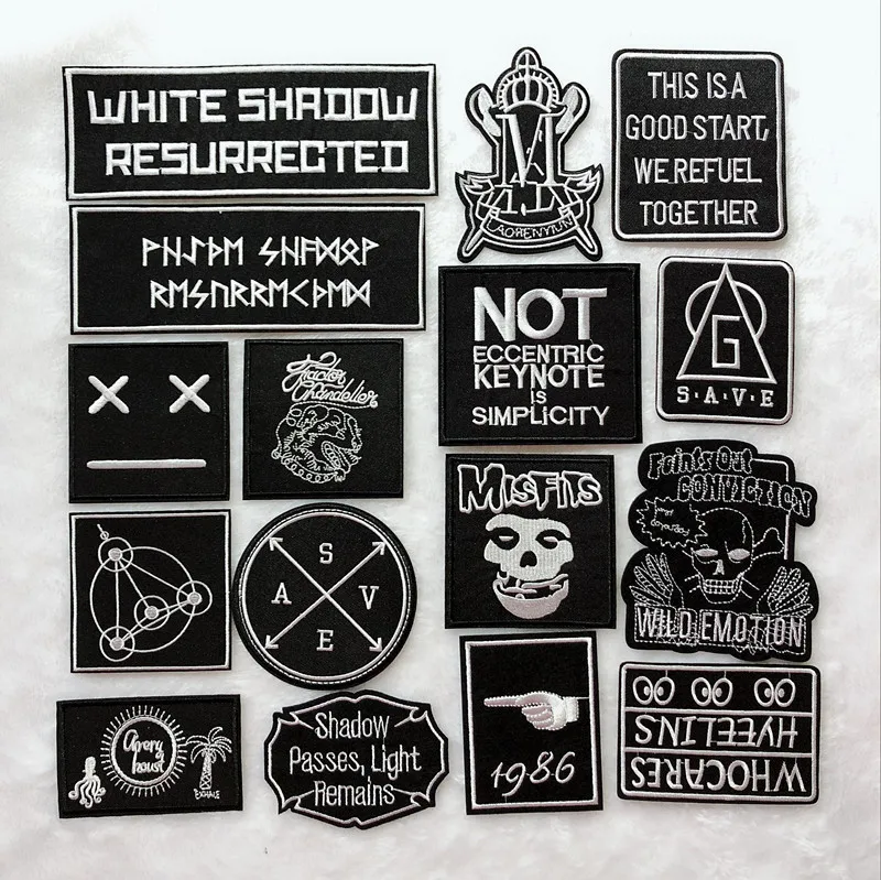 

Dark Creative series Punk Embroidery Skull Patches Backpack Stickers Fabric Iron on Clothes Skeleton Clothing Accessories
