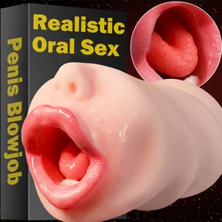 Jouets sexuels oraux 3D pour hommes, produits pour adultes, fellation, sensation réelle, gorge profonde, mâle, mastjaune, succion orale, langue de poche