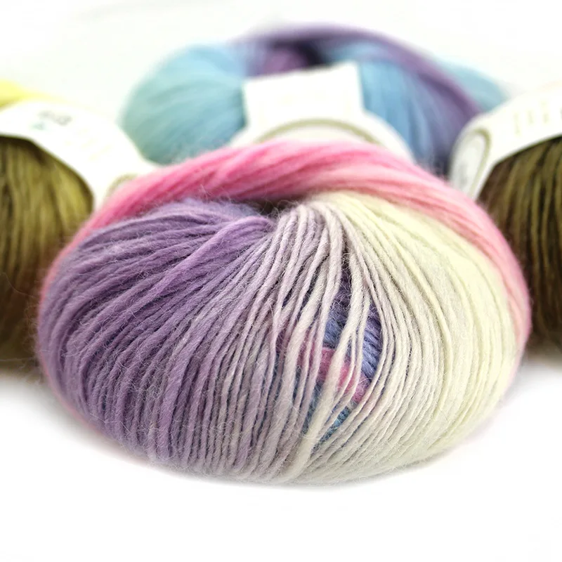 50g/ball Worsted Section-dyed Rainbow Yarn 100% Pure Wool Yarn for DIY Hand Knitting Crochet Shawl Scarf Thread