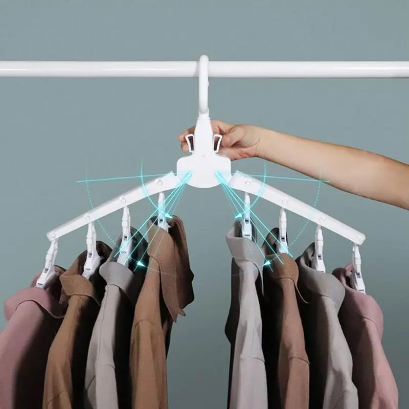 

Plastic Multi-port Support Circle Clothes Hanger Saves Space Foldable Telescopic Magic Clothes Hanger