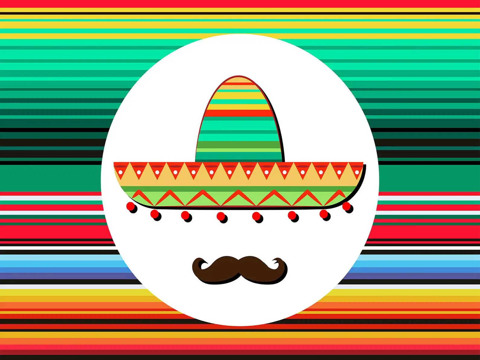 Mexican Man Sombrero Poncho Backdrops Photography Blanket Stripes and Mustache Studio Backgrounds for Cinco De Mayo Party