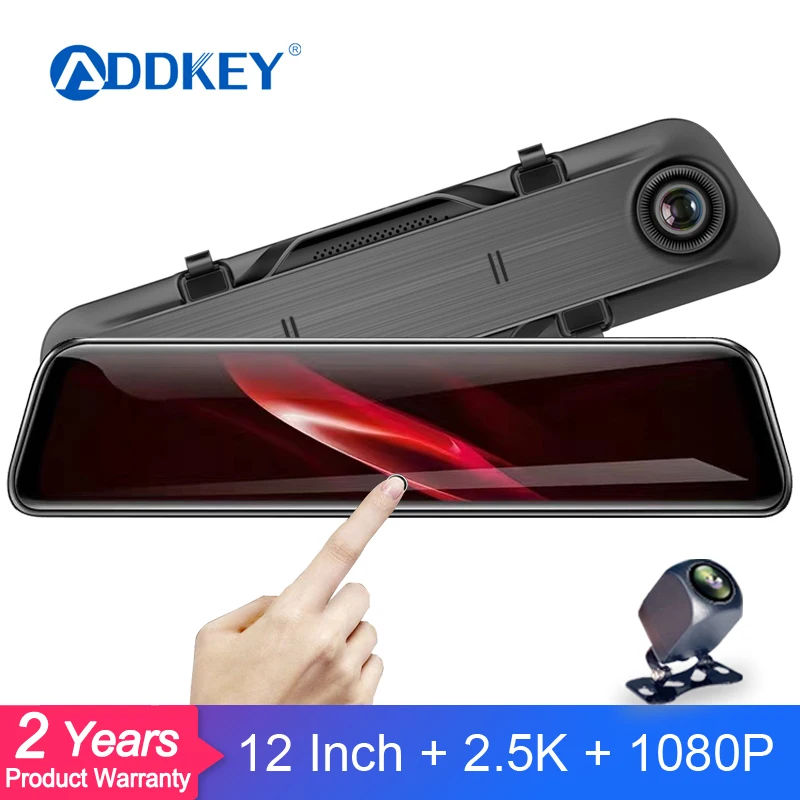 

ADDKEY 2.5K 12-inch RearView Mirror Car Dvr Camera Dash cam FHD 1440P Dual Lens Driving Video Recorder Dash Camera