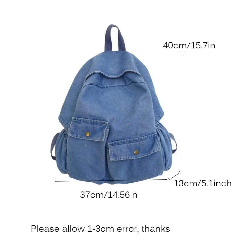 Wehyah Denim Backpack Women Designer Back pack Purse for Women Personality Schoolbag Korean Casual Bag Travel Jean Solid ZY015