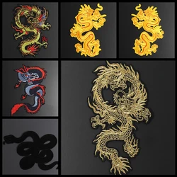 China Dragon series patch per abbigliamento Iron On Biker moto ricamato Punk Skull badge grande accessorio per cappotto serpente nero