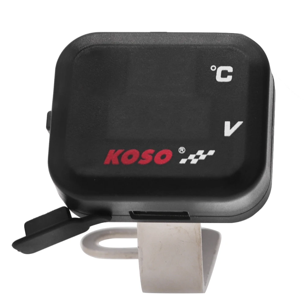 Universal KOSO Motorcycle Voltmeter Indicator Temperature Marker Voltage Digital Display USB Charger For Vespa Yamaha TMAX XMAX