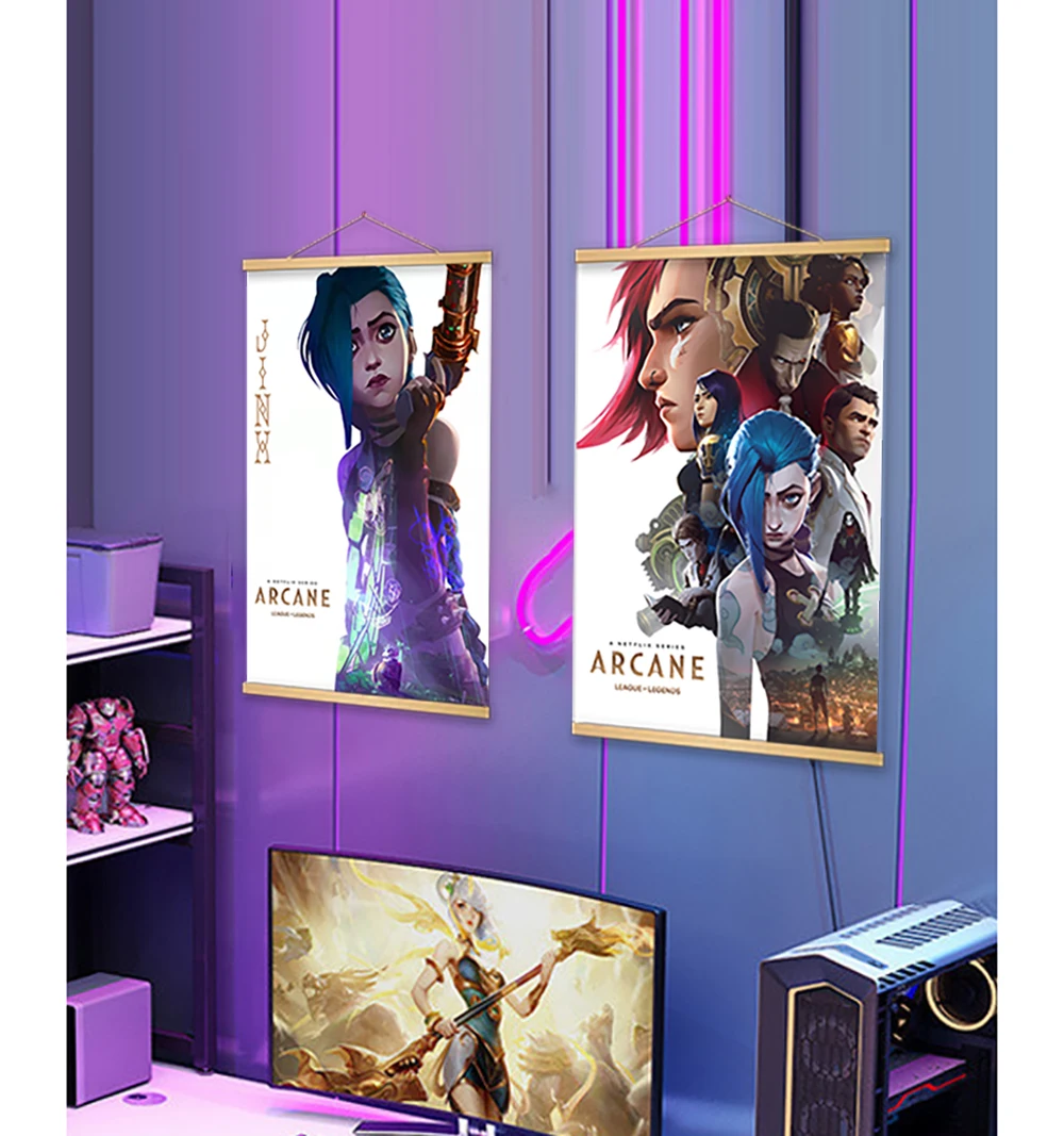 Arcane LOL Game TV Series Animation League Legends Jinx Vi Painting Poster  Decorative Tapestry Design Creativity Wall