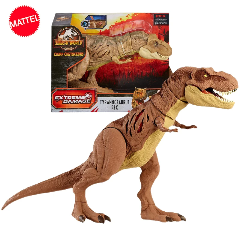 Original Jurassic World Tyrannosaurus Dinosaur Models Extreme Damage Destroy Battle Kids Toys for Boys Joints Move Action Figure