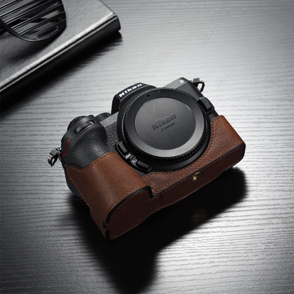 ニコンz5,z6ii,z7 ii,ヴィンテージ用の手作り本革カメラケース
