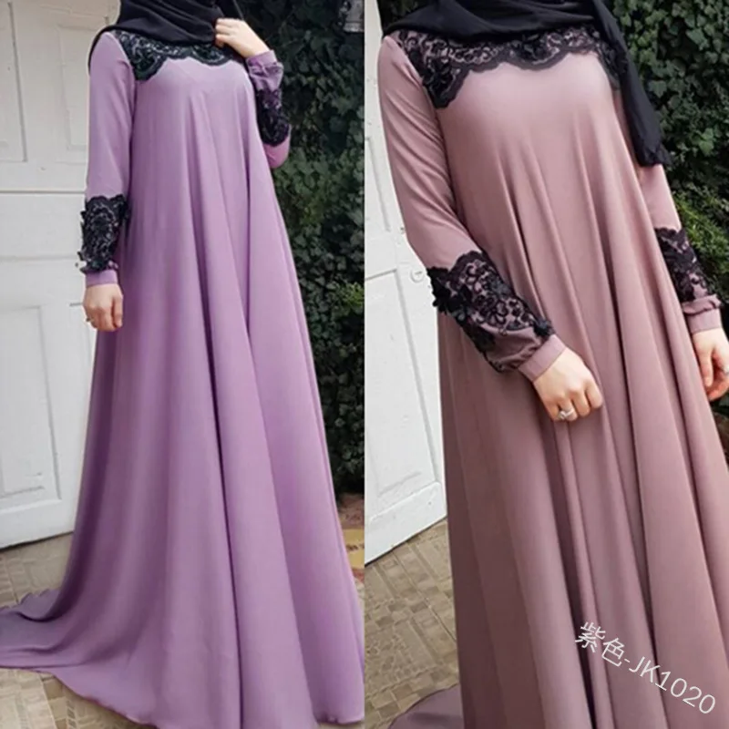 Dubai Arab Muslim Dresses Women Islam A-line Big Swing Maxi Dress Splice Loose Ramadan Turkish Islamic Clothing Large Size S-5XL