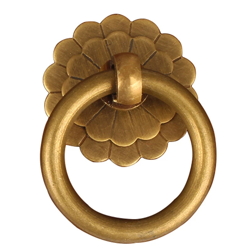 Antique Brass Cabinet Ring Knobs Pulls Gold/Bronze Kitchen Drawer Dresser Pulls Cupboard Door Handles-1Pack