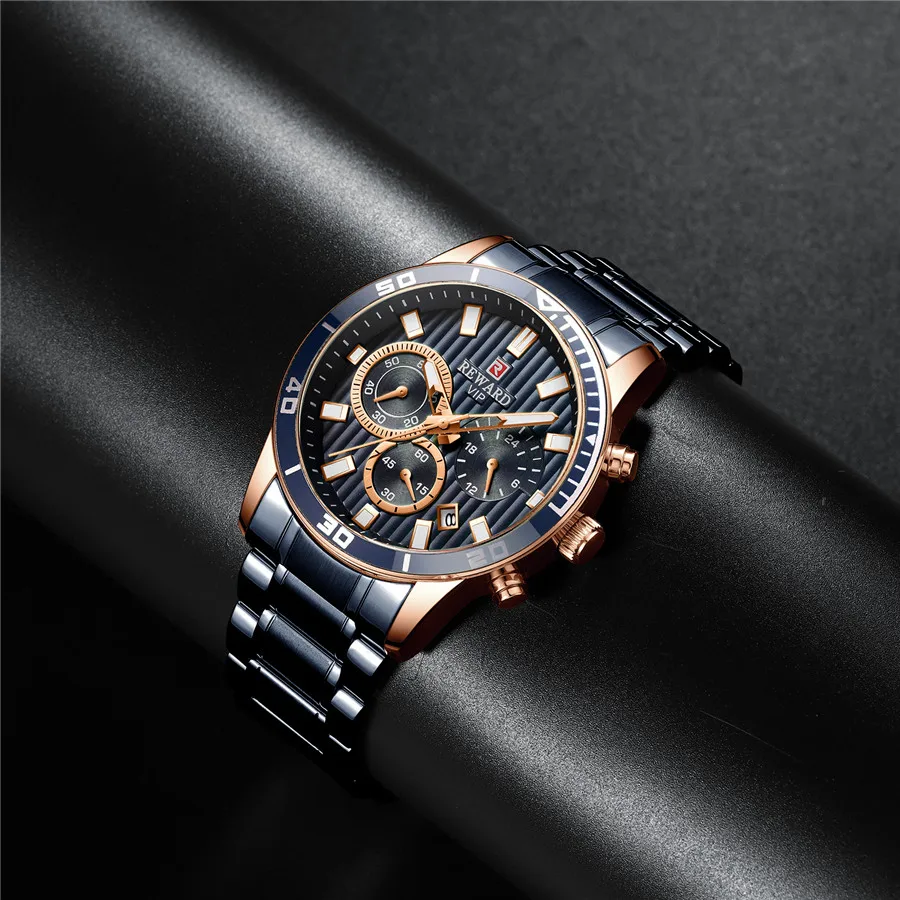 

Reward 2021 New Fashion Men Watch Calendar Steel Strap Top Brand Luxury Sports Chronograph Quartz Wrist Watch Relogio Masculino