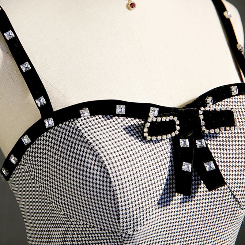 AnXin SH Luxus Prinzessin grau Host Spaghettiträger ärmellos Perlen Kristall Schleife individuelles Abendkleid kleines schwarzes Kleid