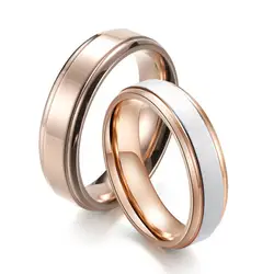 KNOCK high quality Promised Wedding Rings For Lover Rose Gold Stainless Steel Rings for Couple Men Women Engagement Party Gifts