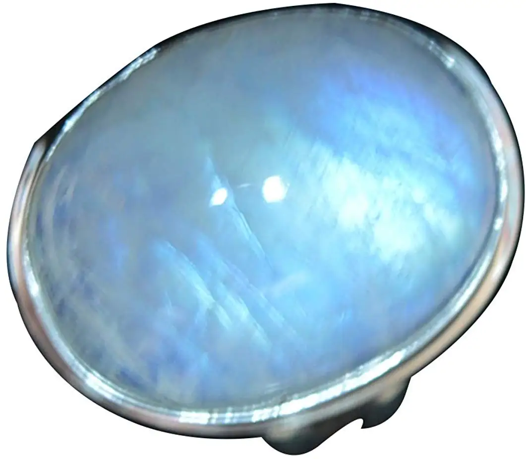 

Genuine Blue Fire Moonstone Ring 925 Sterling Silver, USA Size : 7.5, 2SR487