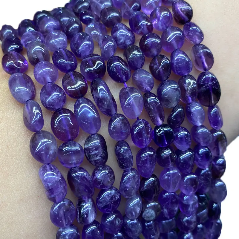 LUOMANXIARI 100% Natural Stone Beads Purple Gravel Amethyst For Jewelry Making DIY Bracelet Necklace Accessories 6-7MM