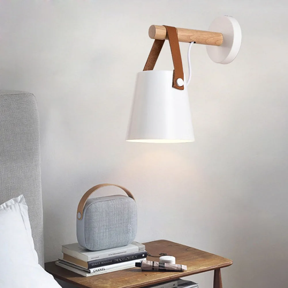 Lámpara de pared de madera para el hogar, candelabro de iluminación Interior para sala de estar, lámparas de pared de cama modernas nórdicas con