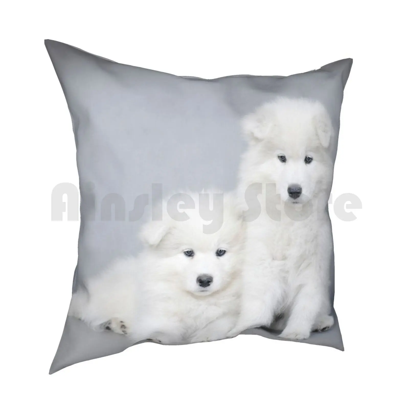 Samoyed Puppies Pillow Case Printed Home Soft Throw Pillow Samoyed Bjelkier Sammy Dog Pet Puppy Adorable Funny Cute