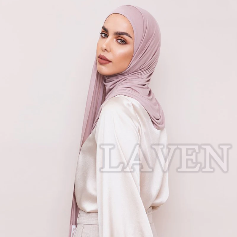 Cotton Jersey Instant Hijab Scarf Muslim Fashion Plain Wraps Soft Women\'s Head Hood Scarf Elasticity Shawls Underscarf Headscarf