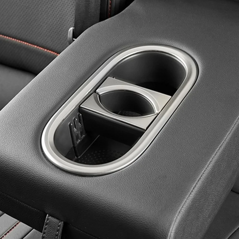 

SBTMY Stainless steel Car Rear Back Row Water Holder Cup Frame Cover Trim Accessories For Volkswagen T-Roc vw t roc 2018 2019