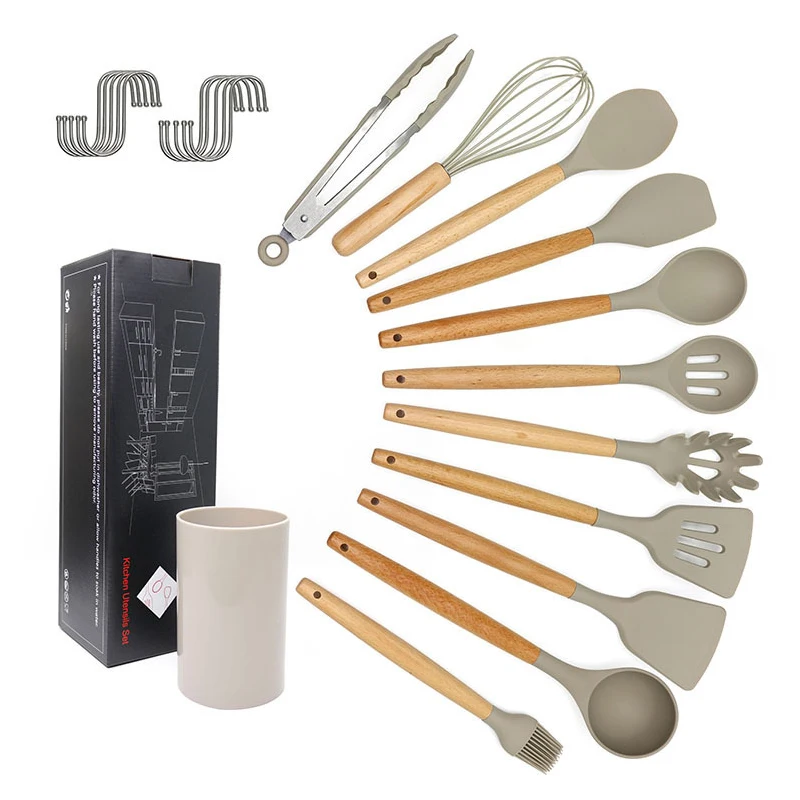 

11Pcs Silicone Cooking Utensils Set Kitchenware Brush Clip Spoon Spatula Ladle Egg Beaters Kitchen Utensils Set Cooking Tools