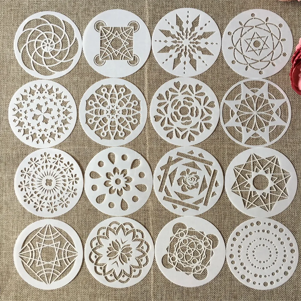 42Pcs/Set 10cm Mandala Round Geometry DIY Layering Stencils Painting Scrapbook Coloring Embossing Album Decorative Template