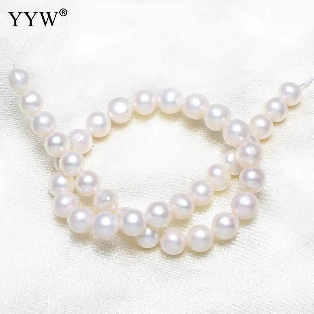 Natural Freshwater Pearl Beads Grade AAA round Shape Punch Loose Beads for DIY Elegant Necklace Bracelet Jewelry Making 11-12mm