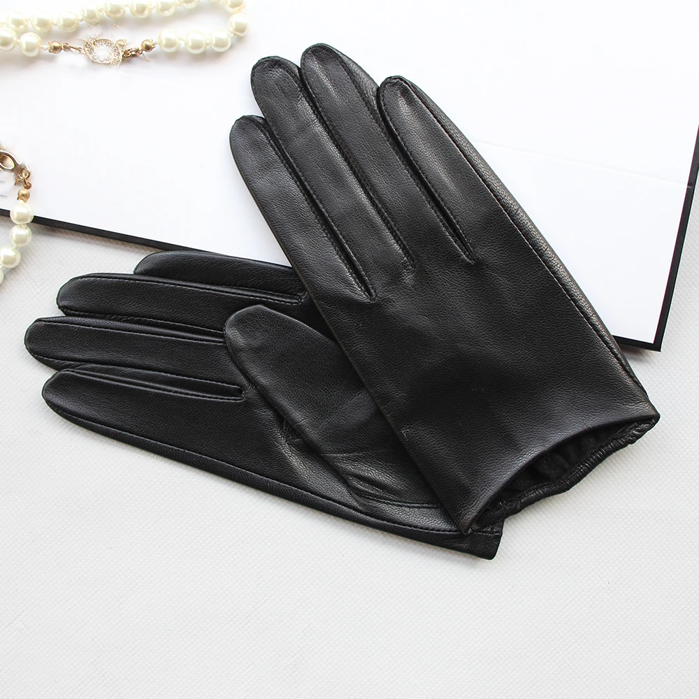 Men Genuine Leather Gloves Unlined Thin Breathable Soft Fashion touch Sheepskin Glove Male Driving gloves customize Short mitten