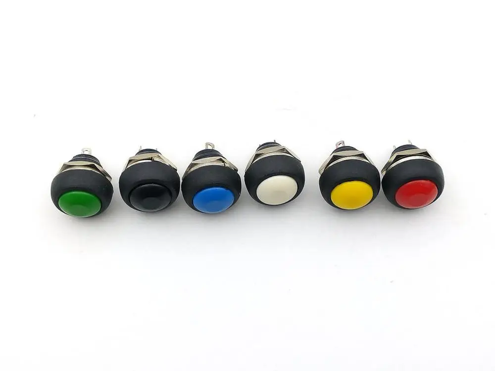 6 Pcs Lockless Momentary On/Off Drukknop 12 Mm Adapter Connector