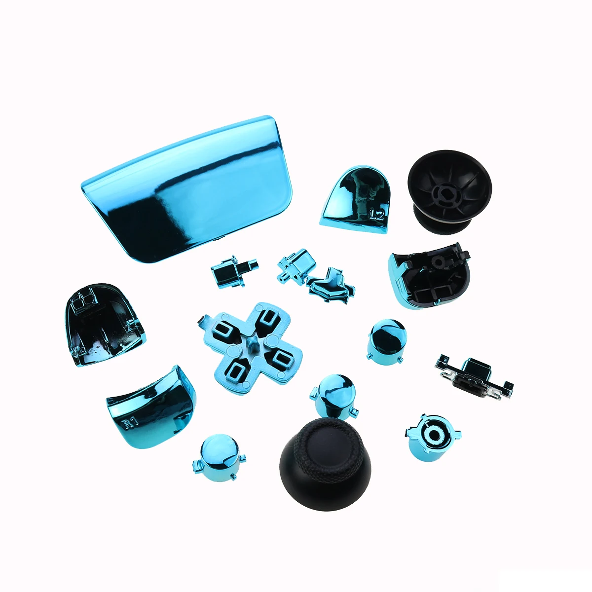 YuXi-Botones cromados para mando de PS5, Joystick, anillo L1, R1, L2, R2, d-pad, para mando de PS5