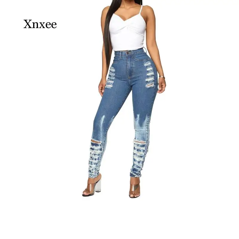 Sexy Front Back Ass Hole Denim Cut Out Stretch Skinny Jeans Woman High Waist Ripped Butt Destroyed Jeans For Women Pencil Pants