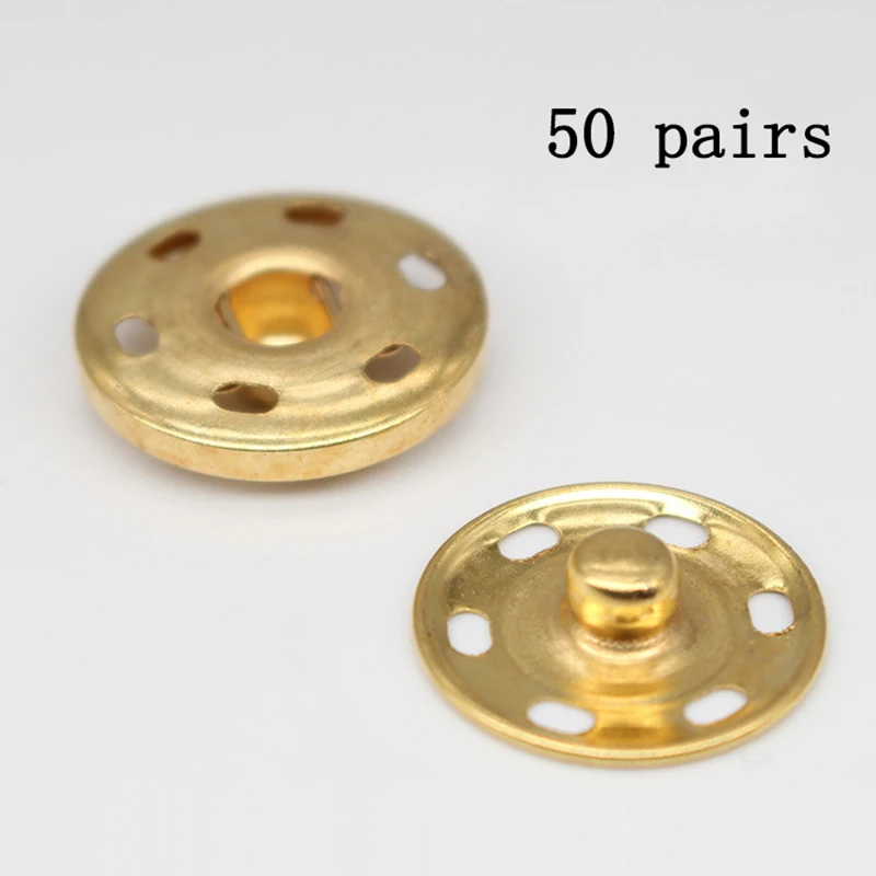 50 Pairs Snap Metal Press Buttons Fastener 7.5/10/15/21/25/30mm Round Button DIY Garment Buckles Needlework Sewing Accessories