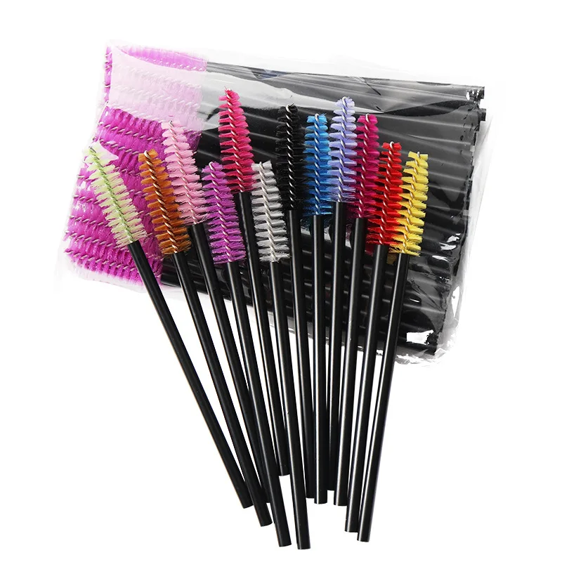 HOT 50 Pcs Disposable hollow rod mascara brush eyebrow Eye Lash Black Wand brushes  Eyelash Extension women Makeup tools