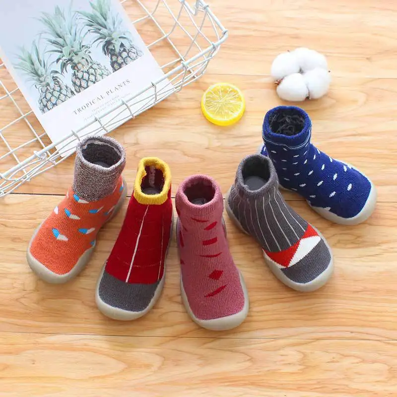 Children Anti-slip Shoes Newborn Baby Boy Girl Cotton Non-slip Floor Sock Rubber Sole Cartoon Indoor Booties Infant