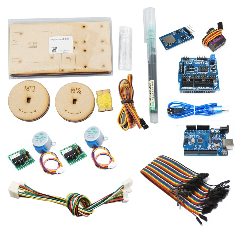 Arduino Wall Draw Pintura Robô com Plotter de Cabo, Gráfico Polar com Motor de Passo, DIY Maker, Parogram Project Kit, STEM Toy Parts