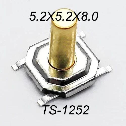 50pcs 5.2x5.2mm H=1.5/1.6/1.7/2.0/2.5/3.0/4/5/6/7/8/9mm Momentary Metal Tact Push Button Switch  260GF SMT 4PIN Key Button