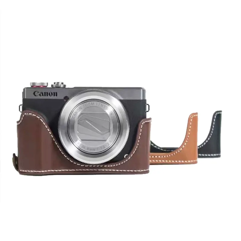 Dedicated Pu Leather Camera Case Half Bag Bottom Cover For Canon Powershot G7X mark 3 G7XIII G7X III G7X Mark 3 Camera Cover