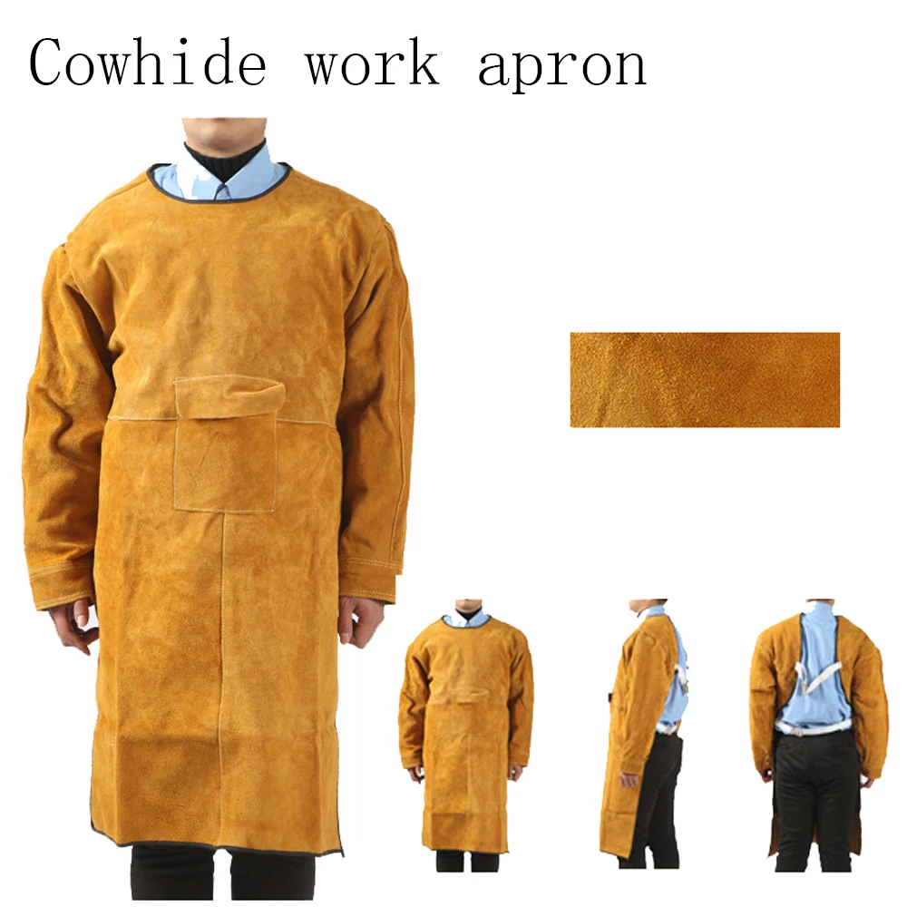 Cowhide Welding Work Apron Anti-Scalding Wear-Resistant Mechanical Production Automobile Maintenance Labor Insurance