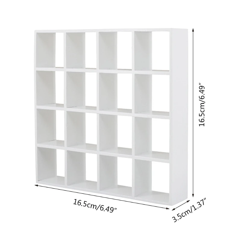 1: 12 Dollhouse Miniature Wooden Storage Rack White 16 Grid Shelves Doll House Decor Wall Rack Bookshelf Display Dollhouse