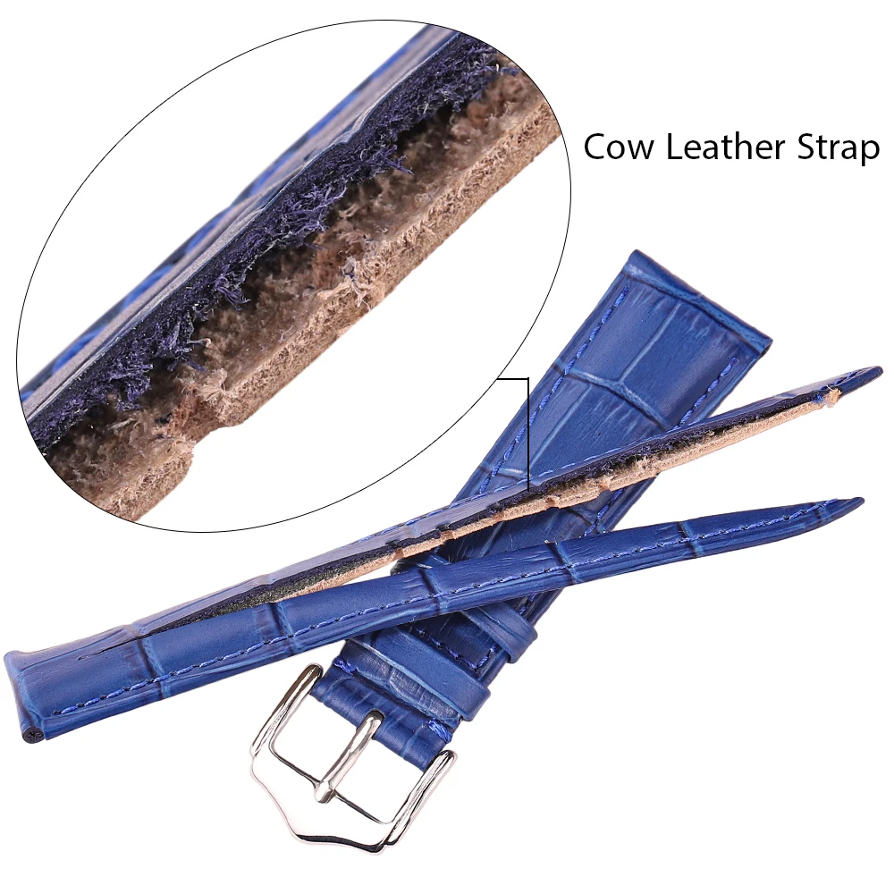 Cow Leather Watchband Women Men Black Brown Red Blue Crocodile Pattern Watch Strap Band 18mm 19mm 20mm 21mm 22mm 24mm