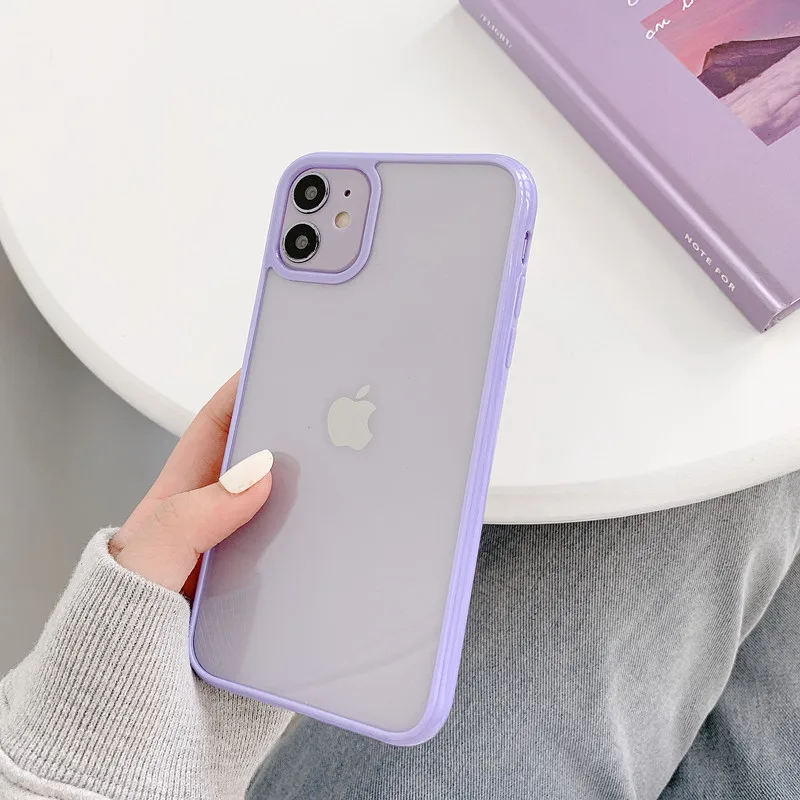 Shockproof Colorful Bumper Clear Phone Case For iPhone 15 14 13 12 11 Pro XR X XS Max 8 7 Plus SE Transparent Soft Acrylic Cover