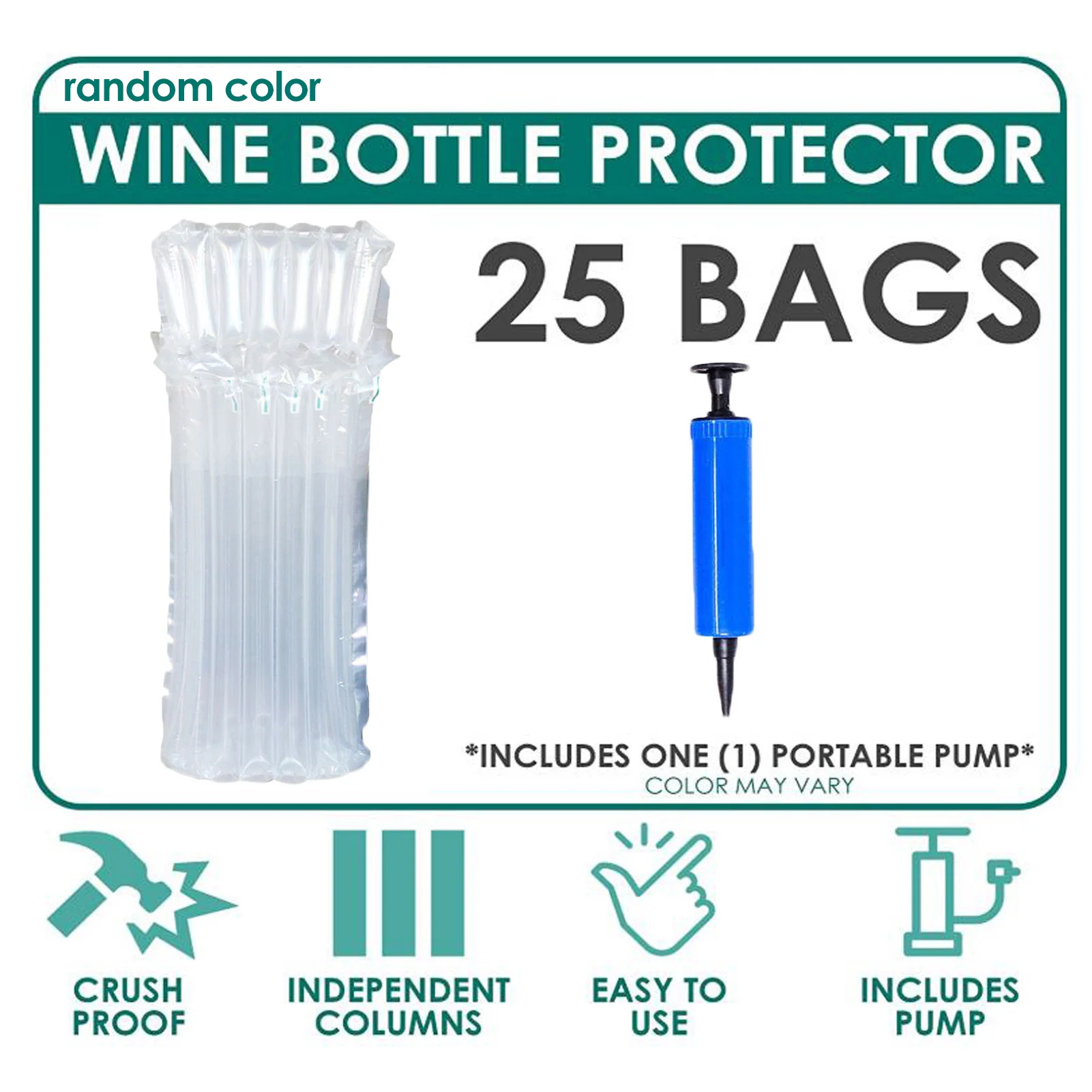 

Wine Bottle Protector Bag with Free Pump Bottles Cushioning Wrap