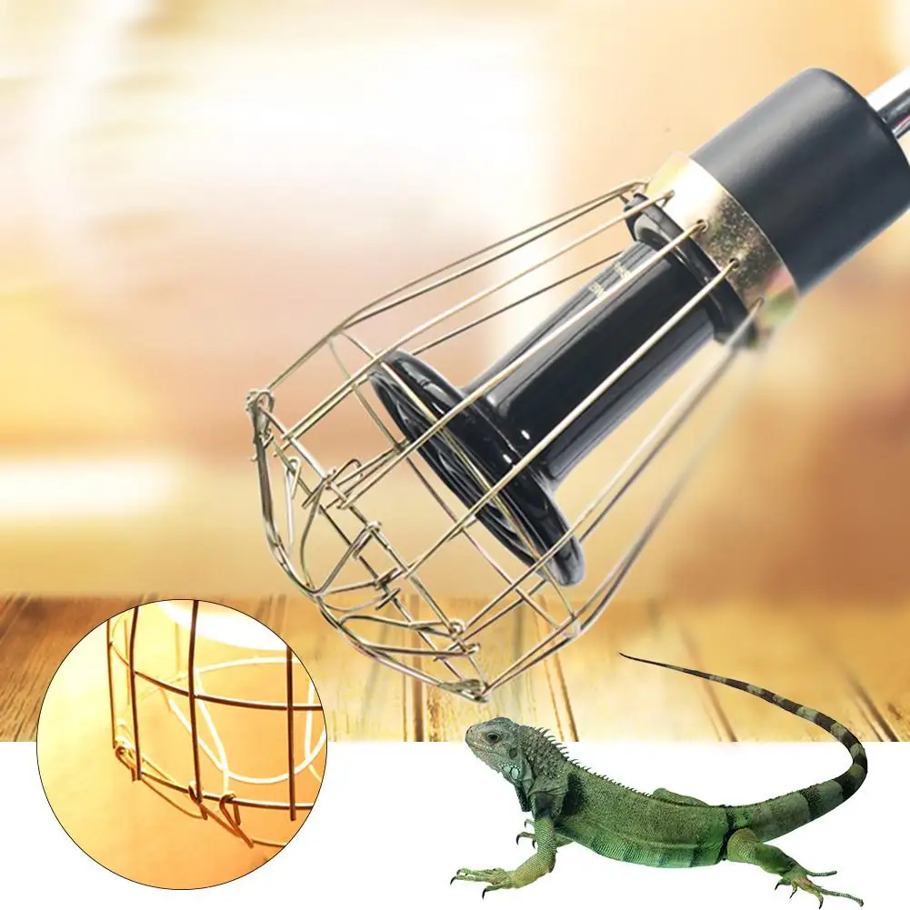 Reptile Heating Lamp Mini Infrared Ceramic Emitter Bulb Anti-scalding Protective Lampshade Reptile Pet Iron Wire Safety Cover